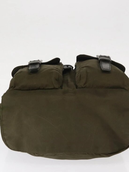 PRADA Backpack Nylon Khaki Silver Auth 154531 main image 14